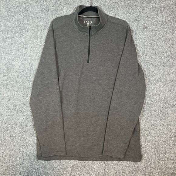 Orvis Sweater Mens XL Gray 1/4 Sweatshirt Stretch Casual Long Sleeve - Picture 2 of 10